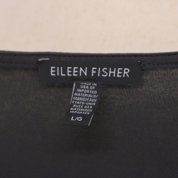 EILEEN FISHER Tencel High-Low Tunic Dress Dark Gray Charcoal Half-Sleeves Size L - Picture 6 of 8